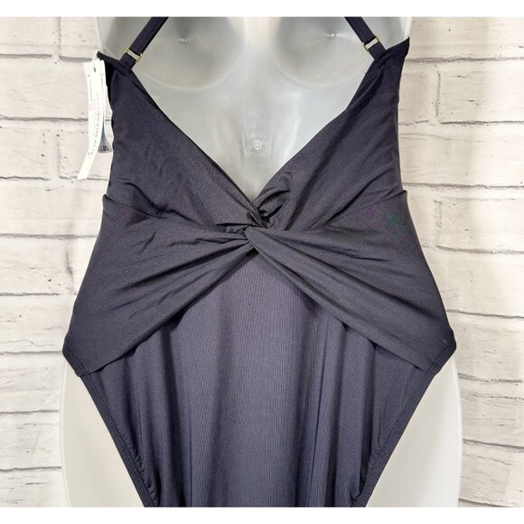 Bleu Rod Beattie Twist & Shout Black One Piece Swimsuit Shirred Size 6 NWT $119 - Picture 6 of 7